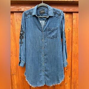 Rails denim embroidered shirt dress